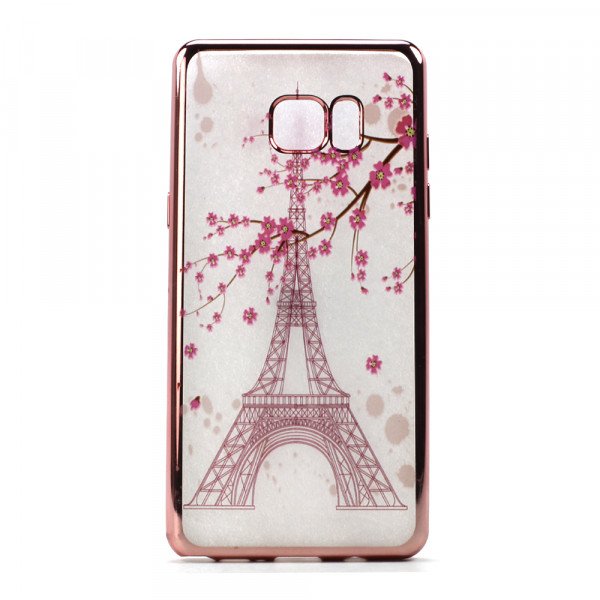 Wholesale Galaxy Note FE / Note Fan Edition / Note 7 Crystal Clear Rose Gold Design Case (Eiffel Tower)